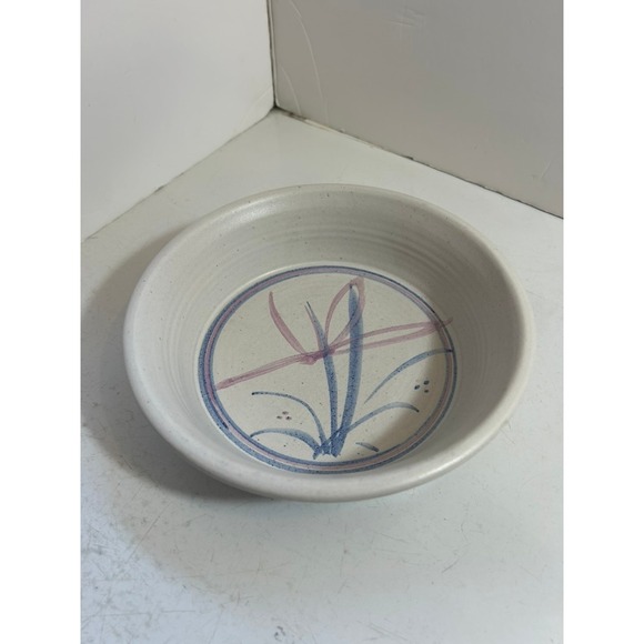 Jo-Anne Other - Studio‎ Pottery Stoneware Bowl Floral Blue Pink Hand Thrown Artisan 8.5"